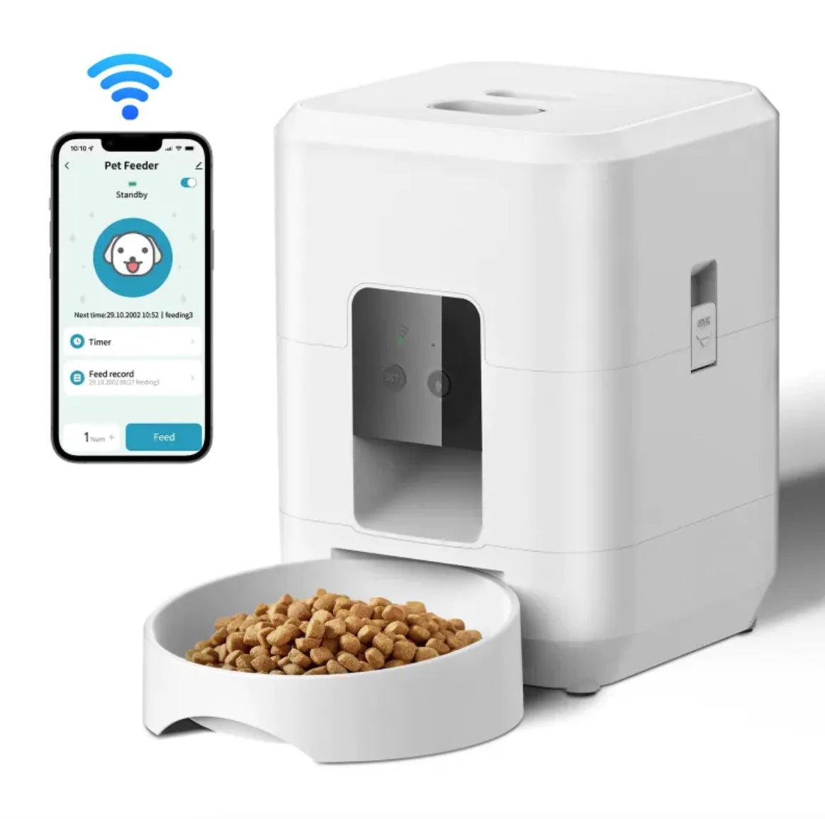 Smart Automatic Pet Feeder with App Control & Voice Recorder – Timed Meals, Portion Control for Dogs & Cats (5–6L)